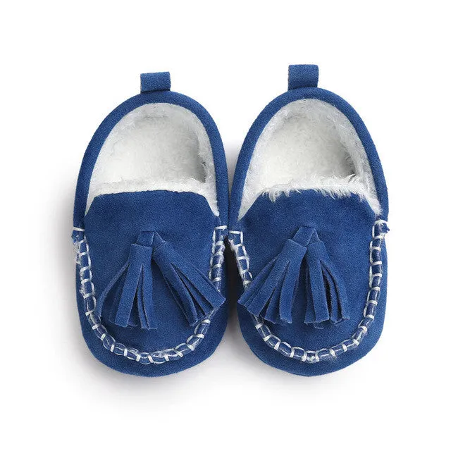 ROMIRUS 2016 Winter Tassel Baby Moccasin Soft Bottom Infant Moccasin-gommino Newborn Babies Shoes PU Leather Prewalkers Boots