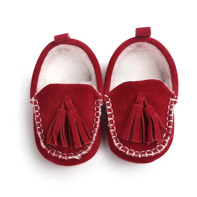 ROMIRUS 2016 Winter Tassel Baby Moccasin Soft Bottom Infant Moccasin-gommino Newborn Babies Shoes PU Leather Prewalkers Boots