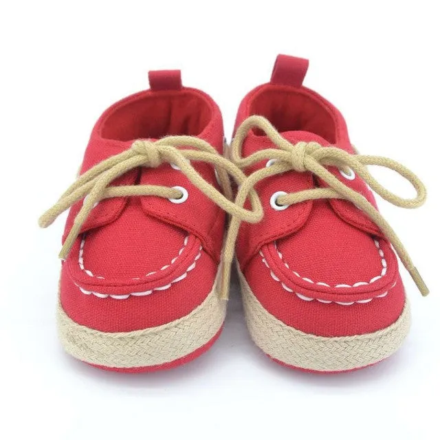 Toddler First Walkers Cotton Canvas Shoes Infant Sneaker Soft Bottom Baby Crib Shoes Lace 1-3Y Free Shipping