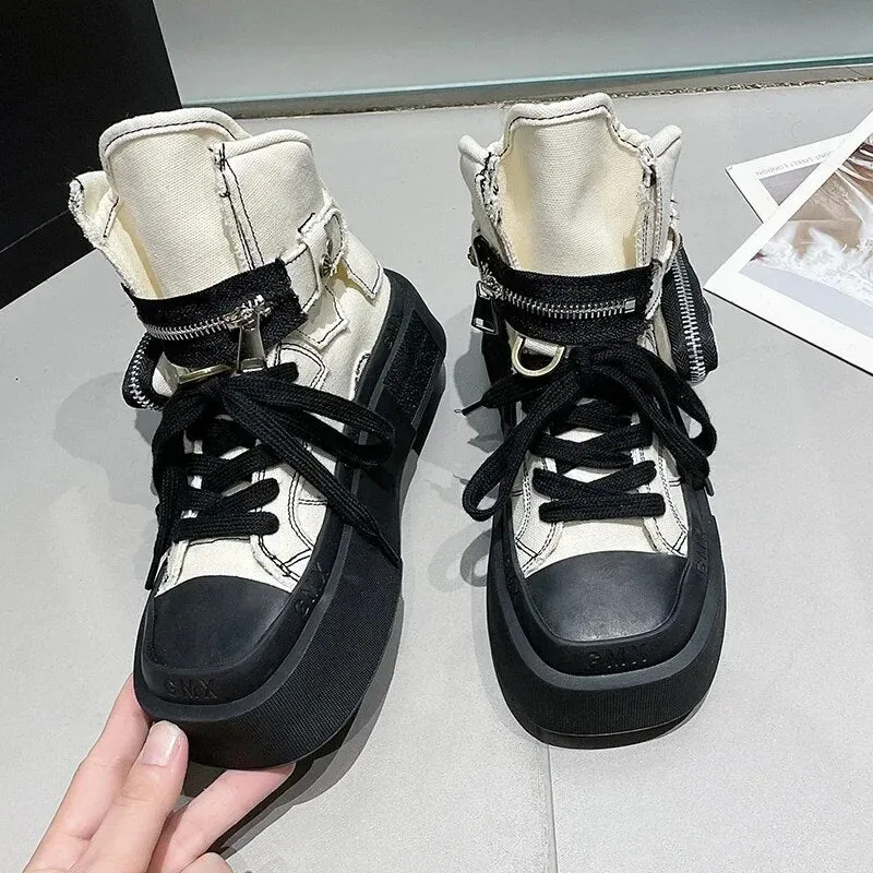 Trendy Ankle Canvas Platform Shoes