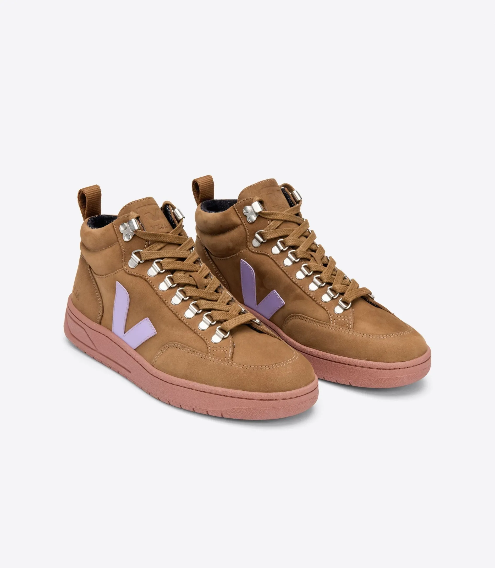 Veja - Roraima Nubuck High-Top Sneakers in Brown Lavande