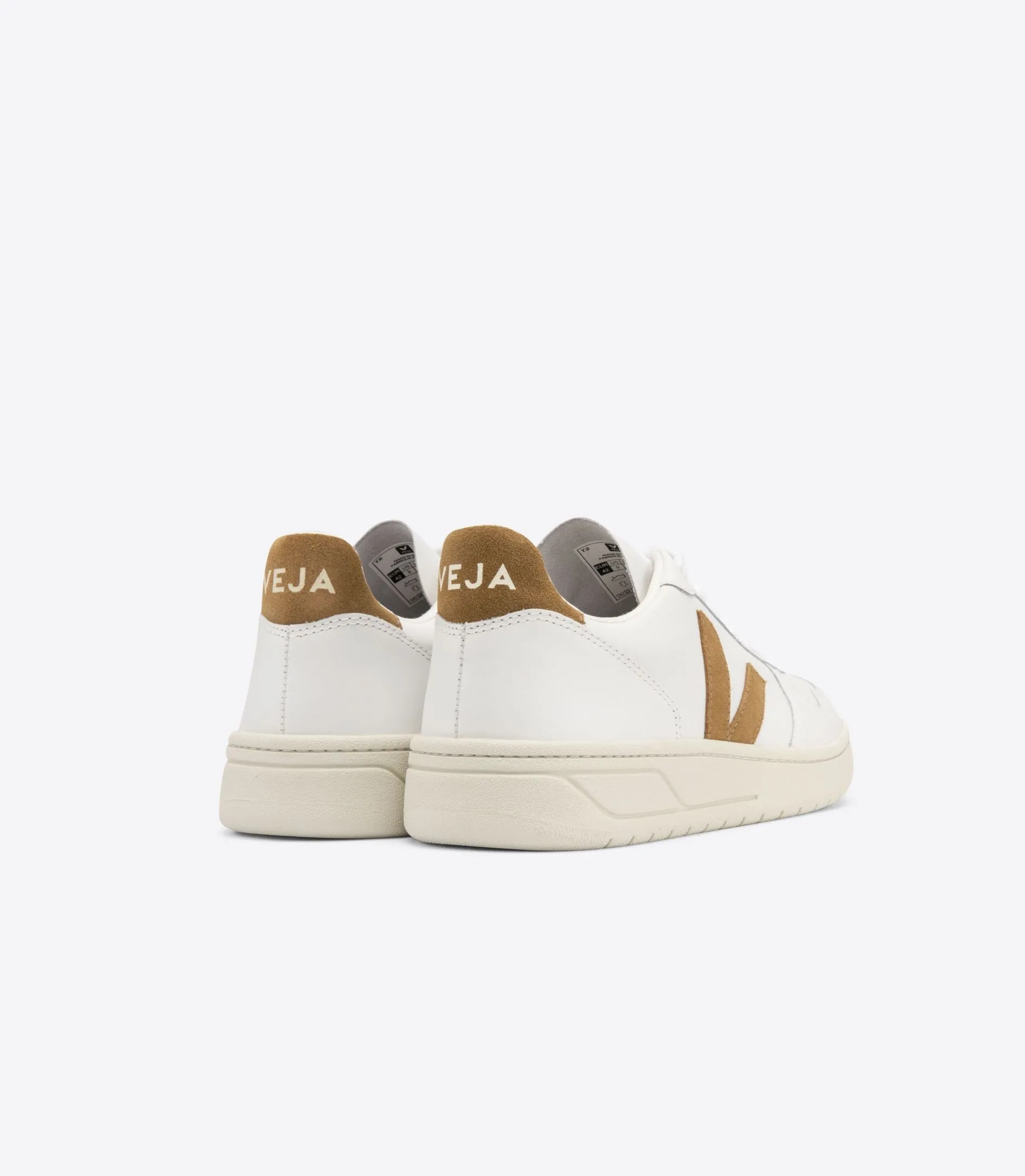 Veja - V-10 Leather Sneakers in Extra-White Camel