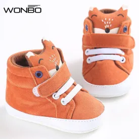 winter baby shoes Cotton Cloth kids Girl Boys Fox High Help first walker Canvas Sneaker Anti-slip Soft Sole Toddler footwear