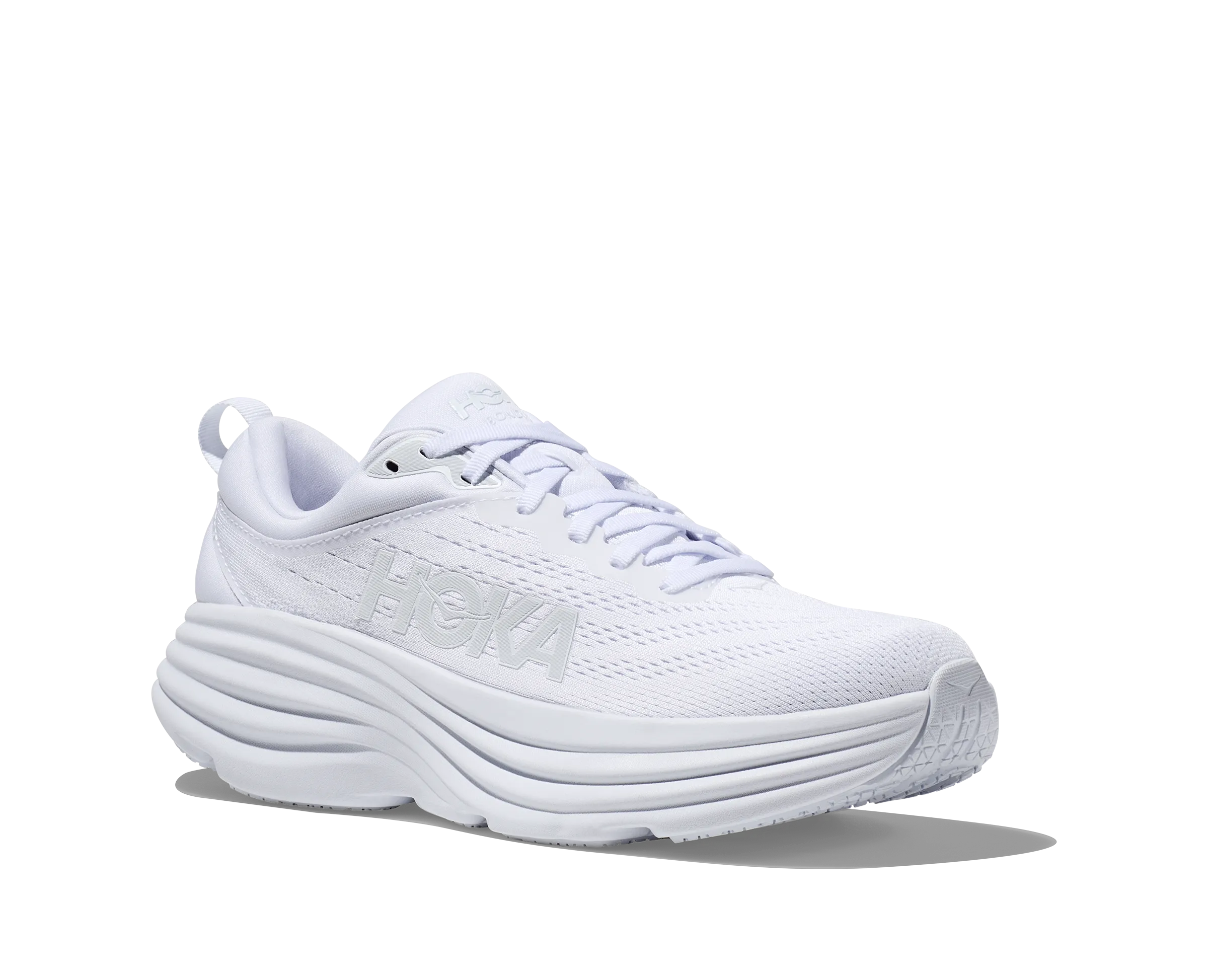 Women's Hoka Bondi 8 Color: White/White (WIDE WIDTH)