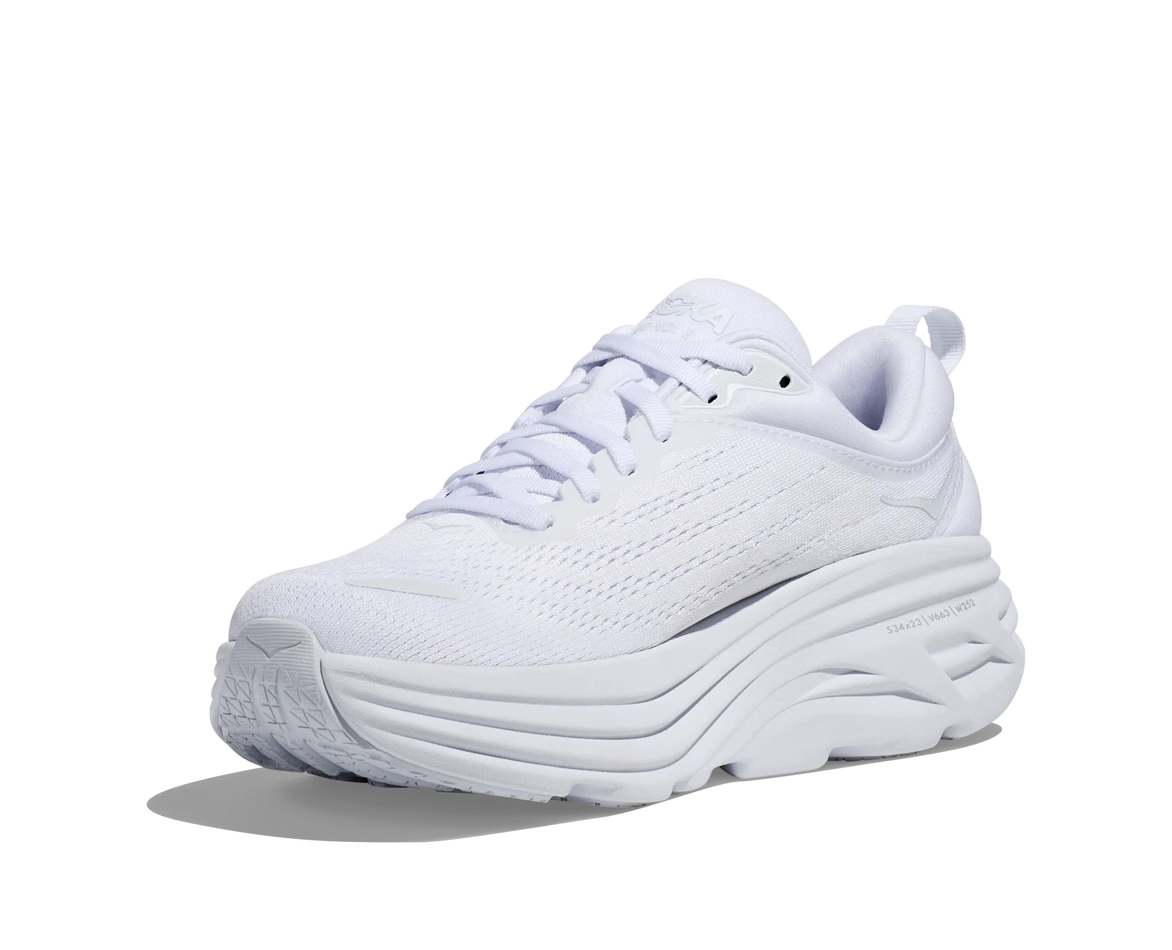 Women's Hoka Bondi 8 Color: White/White (WIDE WIDTH)