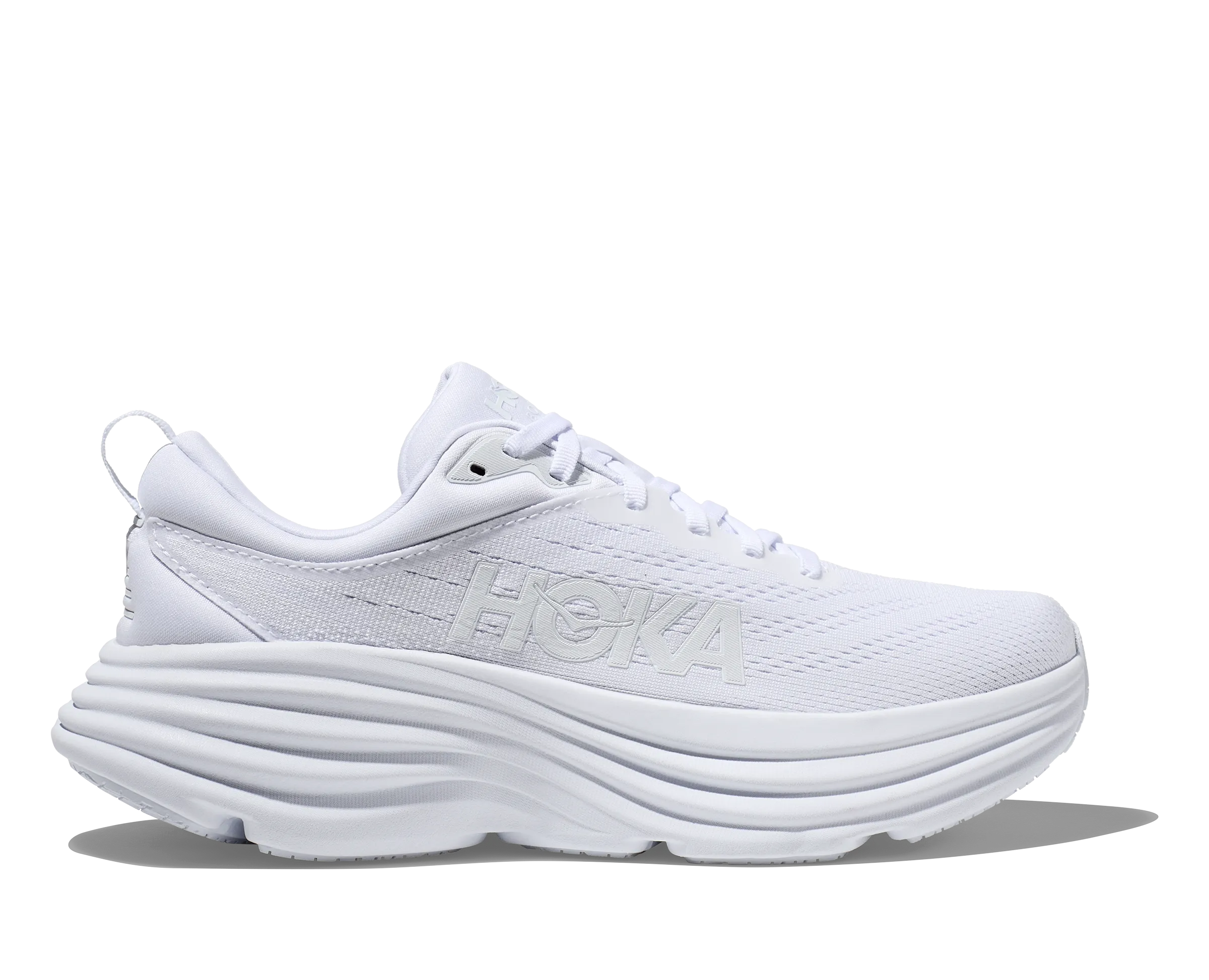 Women's Hoka Bondi 8 Color: White/White (WIDE WIDTH)